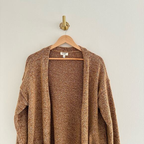 Umgee Knit Open-Front Long Sleeve Pocket Cardigan Sweater Brown S - Picture 3 of 8